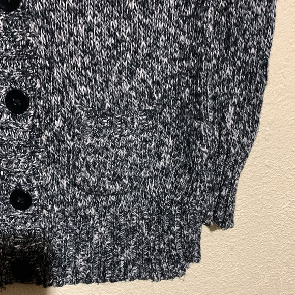 Mudd Sweater Cardigan L Black White Sequin Stretchy Front Buttons Pockets Cotton - Picture 3 of 16